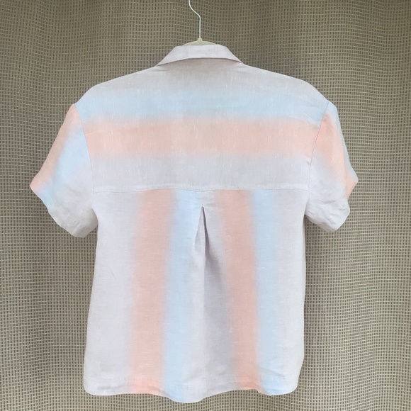 Madewell Linen Beachside Shirt in Ombré Stripe. XS - Picture 5 of 7
